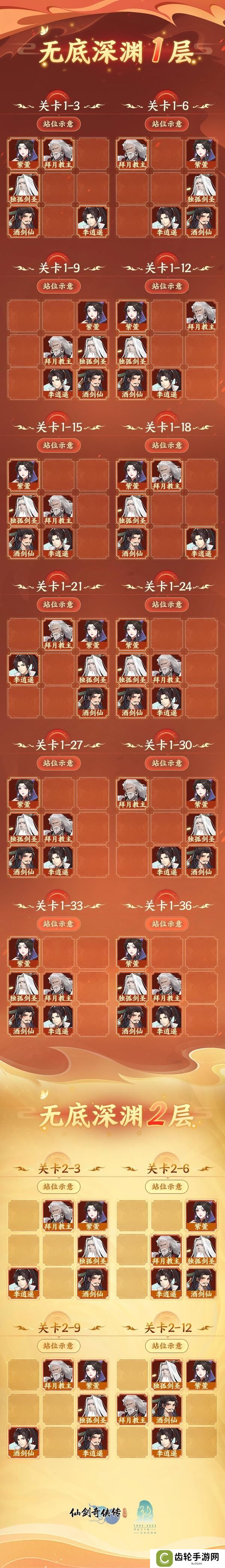 《仙剑奇侠传：新的开始》《 仙剑奇侠传》无底深渊1-3层通关阵容参考