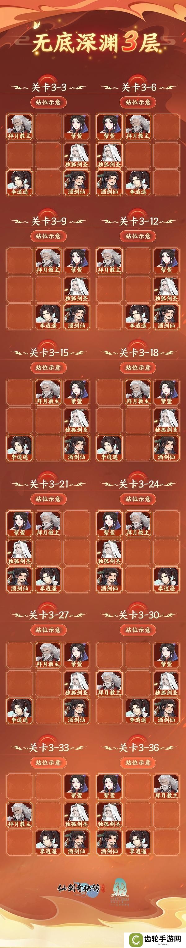 《仙剑奇侠传：新的开始》《 仙剑奇侠传》无底深渊1-3层通关阵容参考